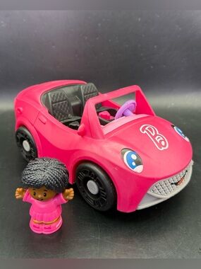 Fisher Price Little People Barbie Pink Convertible Car w/ Girl ~ Sounds WORKS!